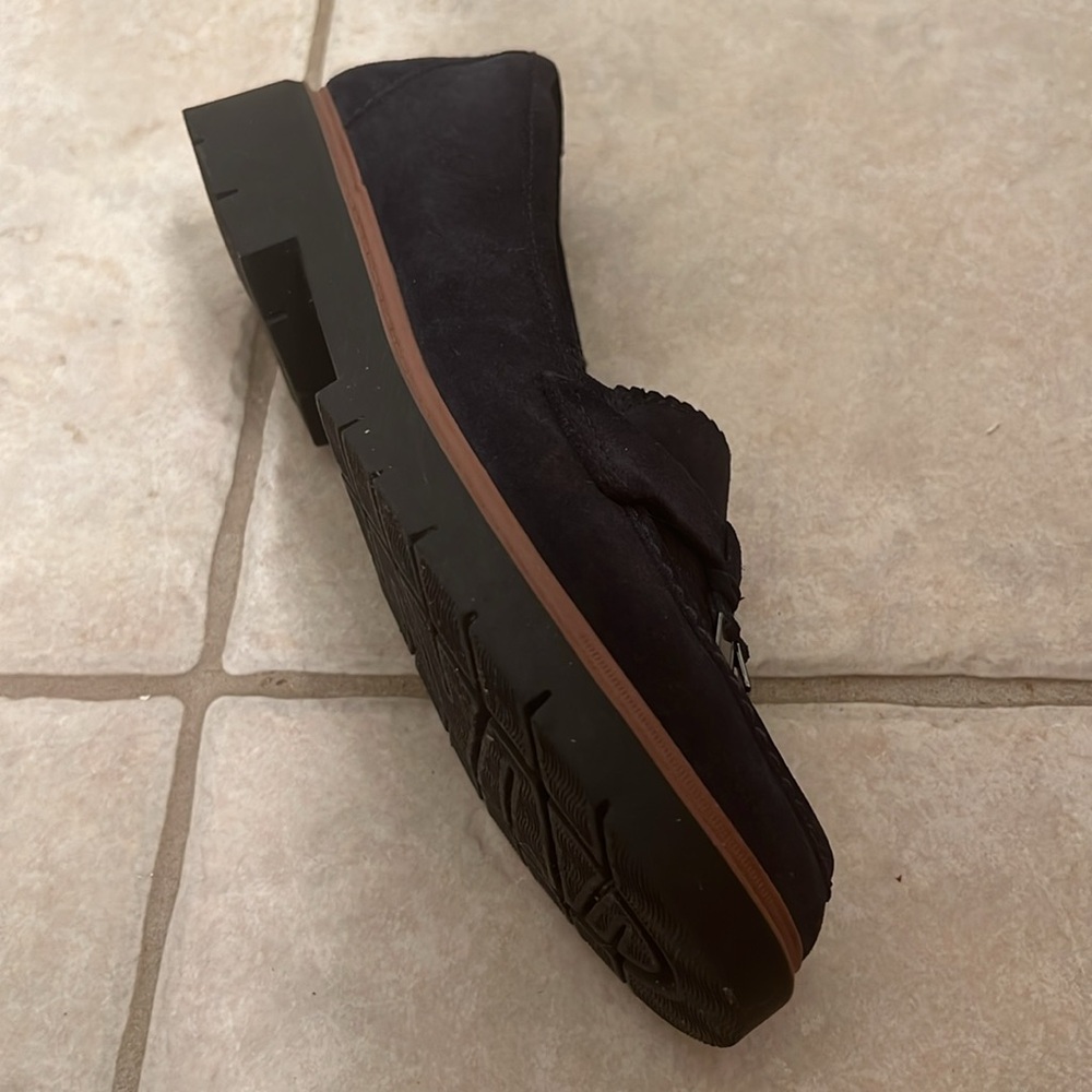 Navy Suede Clarks Westlynn Bella Leather Slip-On Loafers with Tassels Size 8.5 - Picture 12 of 16